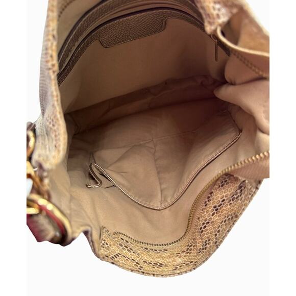 Snake Print Crossbody Bag w/ Gold Accents & Adjustable Strap - Picture 7 of 9